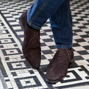 Brown Suede business casual Oxford shoes style for men Beatnik Corso handmade in Spain by Beatnik Shoes