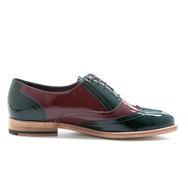 Lena women's two-tone green and red patent leather oxford by Beatnik shoes