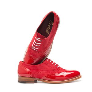 Lena Too red zapato rojo en ante y charol Oxford mujer por Beatnik shoes