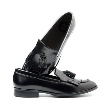 leather black loafers women's