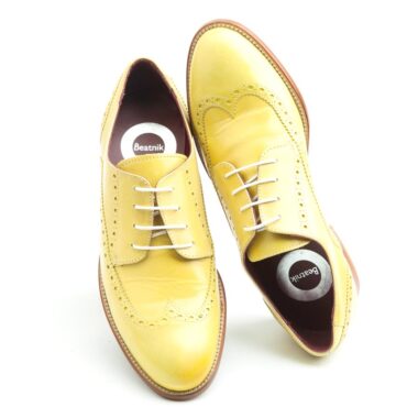 Lemon Yellow Oxford Style Shoes for women Ethel handmade in Spain by Beatnik Shoes