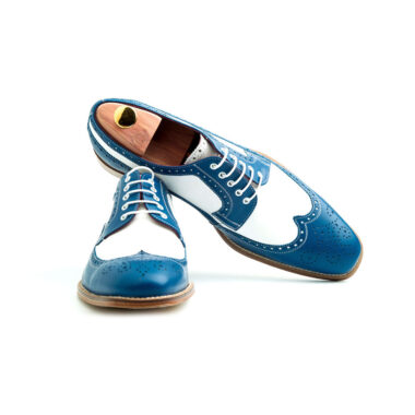 Two tone blue and white Oxford style shoes for men Lucien Handmade in Spain by Beatnik Shoes