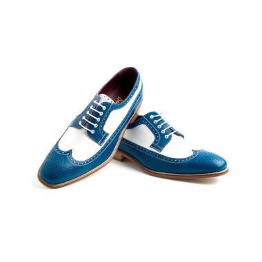 Two tone blue and white spectators for men Lucien Handmade in Spain by Beatnik Shoes