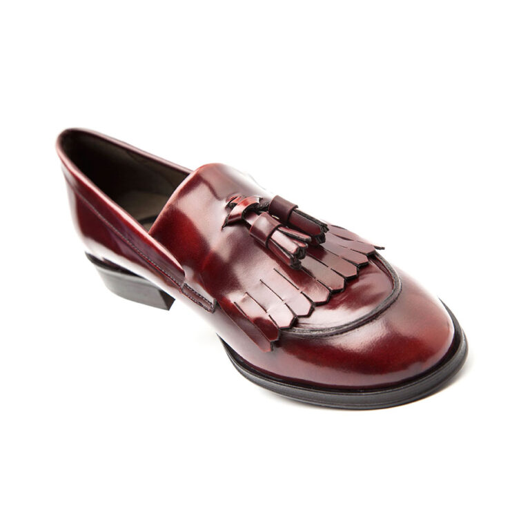 Burgundy Leather Tassel Loafers For Women Tammi 9390