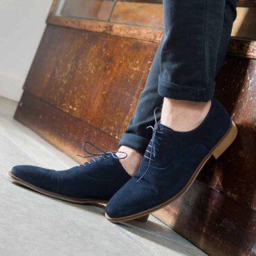 Blue suede oxford shoes for men Corso 