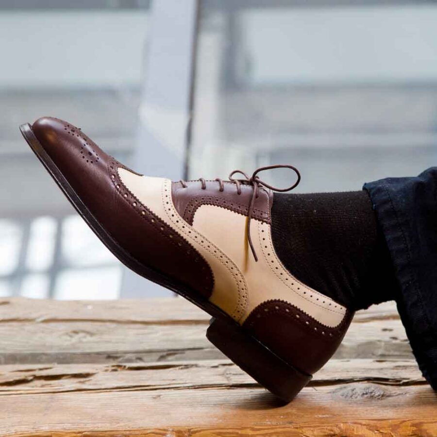 Bicolor Oxford Shoes for men Beatnik Holmes Beige & Brown. Handmade in Spain by Beatnik Shoes