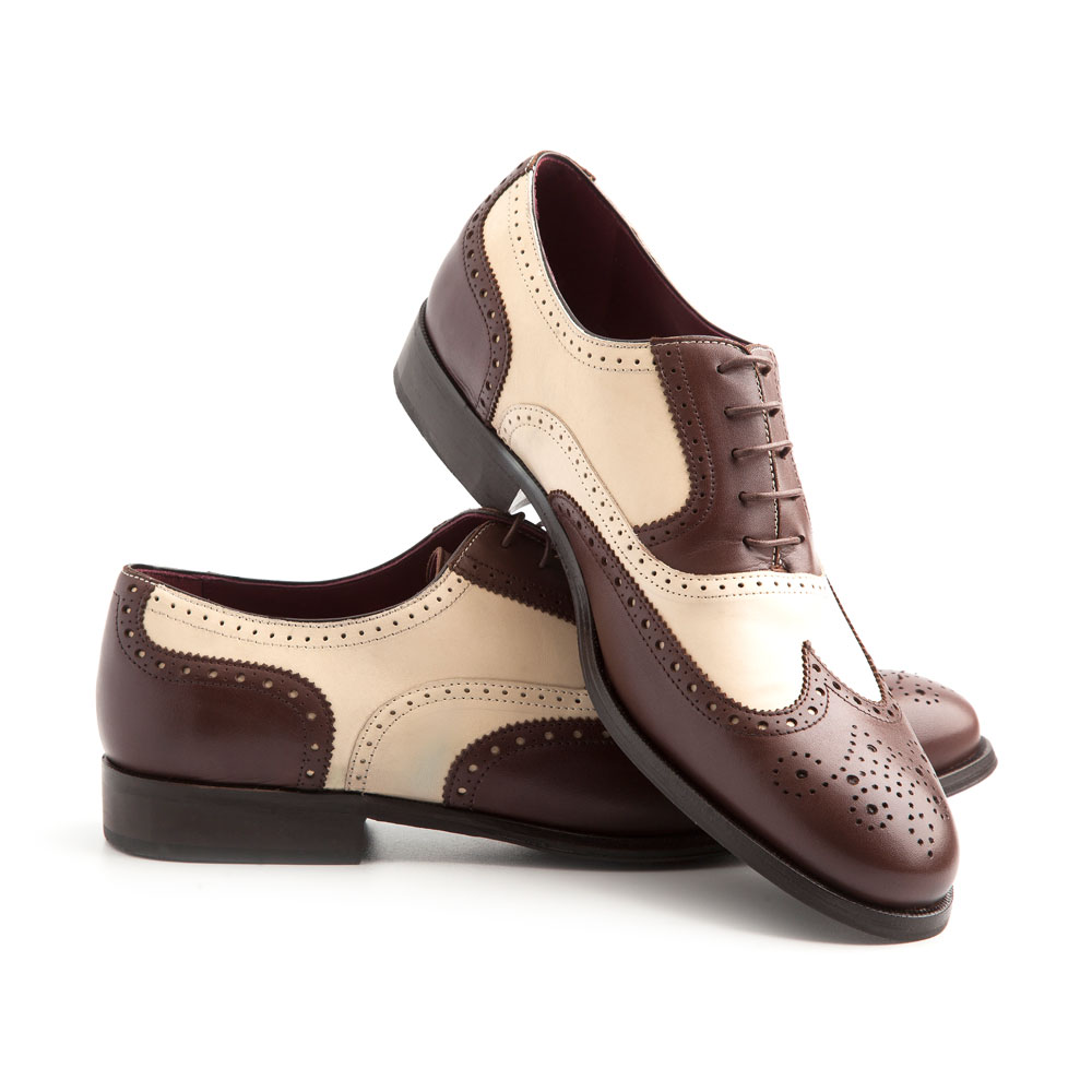 Two tone Beige and brown Oxford Shoes 