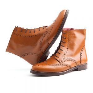 Brown leather brogue boots for women Barbara by Beatnik Shoes