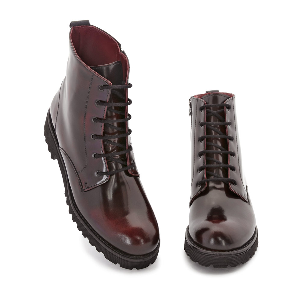 burgundy military boots