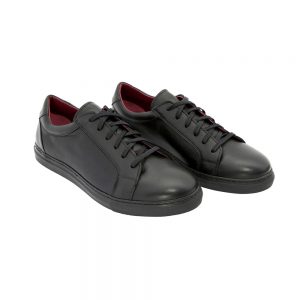 Harper black leather casual smart sneakers for men and women handmade in Spain by Beatnik Shoes