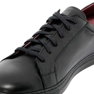 Black leather sneakers for men and women Harper Black handmade in Spain by Beatnik Shoes