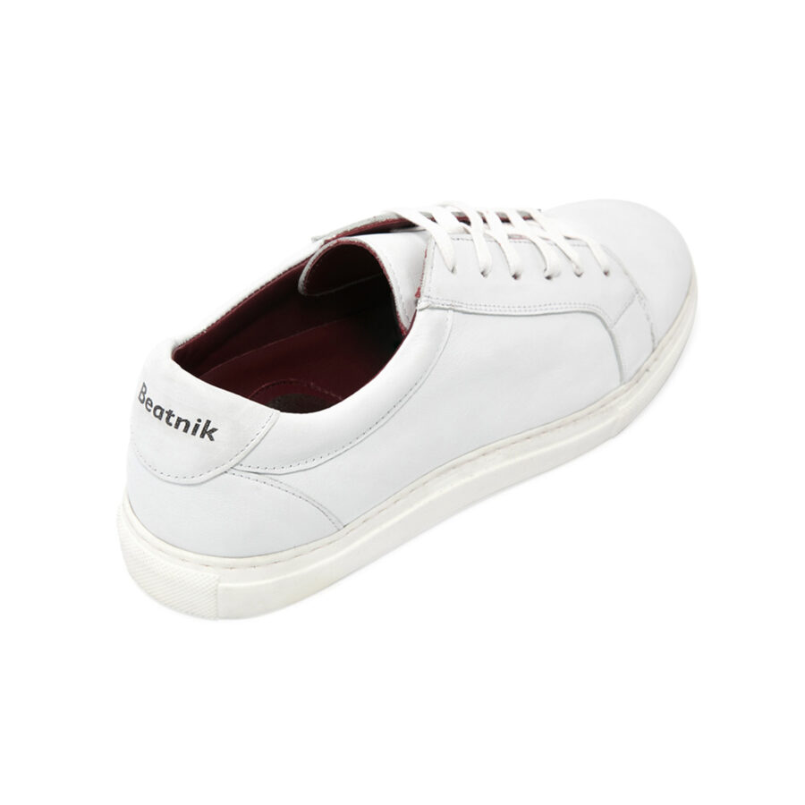 Formal style white leather sneakers for men and women Harper White handmade in Spain by Beatnik Shoes