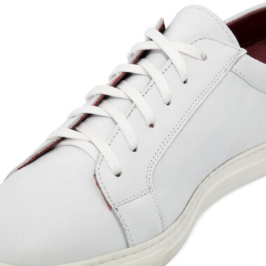 Formal style white leather sneakers for men and women Harper White handmade in Spain by Beatnik Shoes