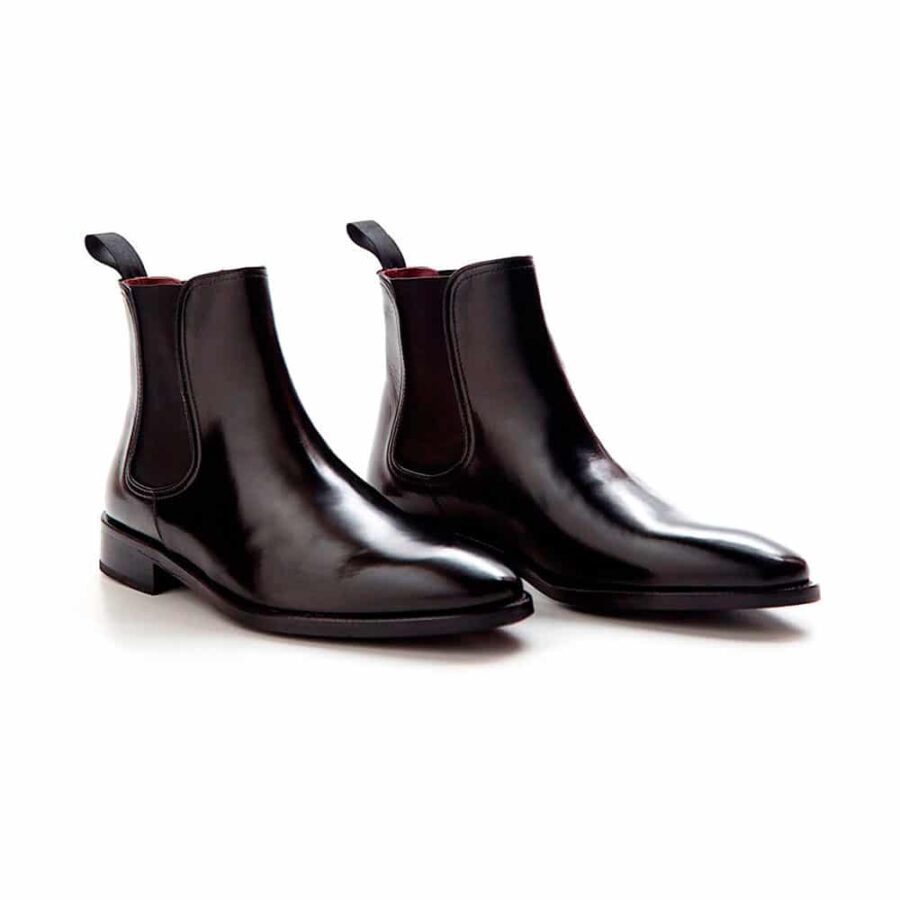 Black leather laceless boots for men Handmade