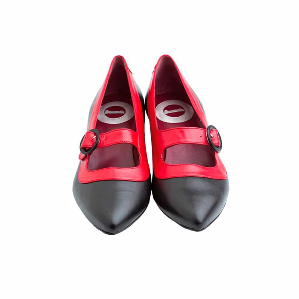 Two-tone Black and Red monk Court shoes 