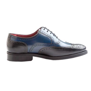 Chaussures Oxford bicolores noires et bleues pour hommes Beatnik Holmes. Fabriqué à la main en Espagne en cuir