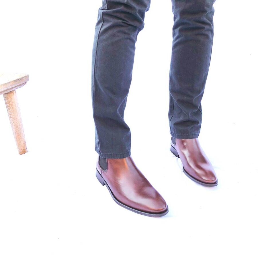 Handmade brown chelsea boots for men by Beatnik Shoes