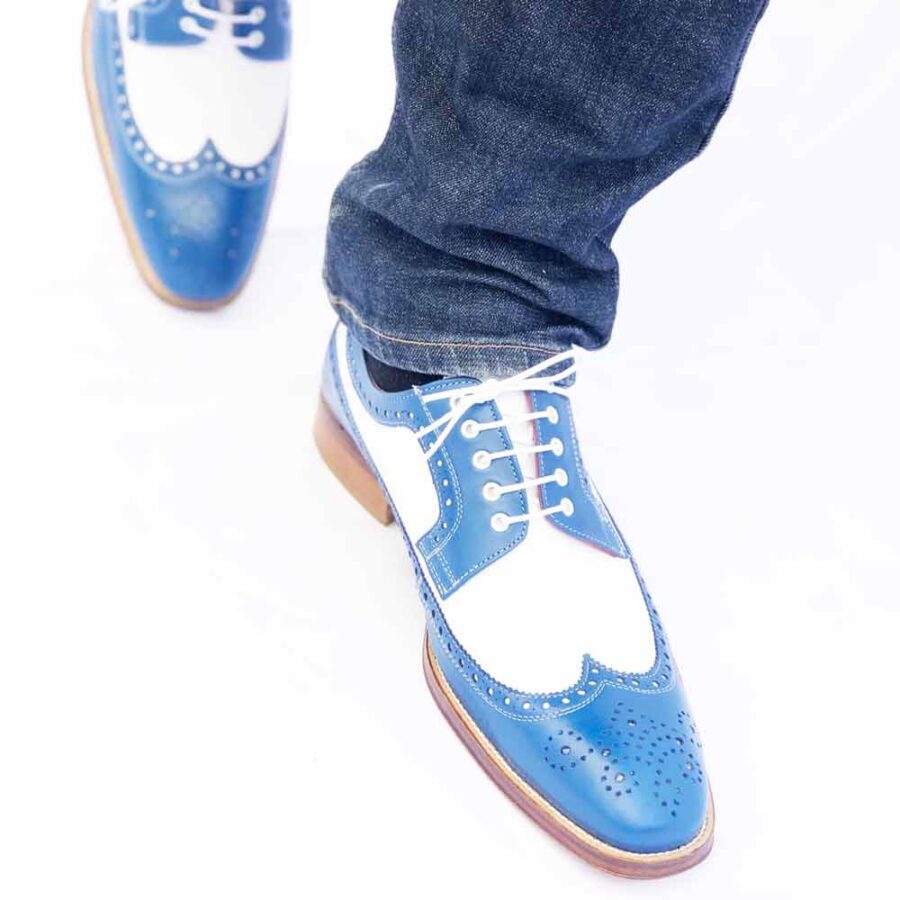 Two tone blue and white spectators for men Lucien Handmade in Spain by Beatnik Shoes