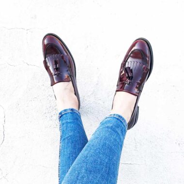 Handmade in Spain burgundy tassel loafers for women Beatnik Tammi Red by Beatnik Shoes