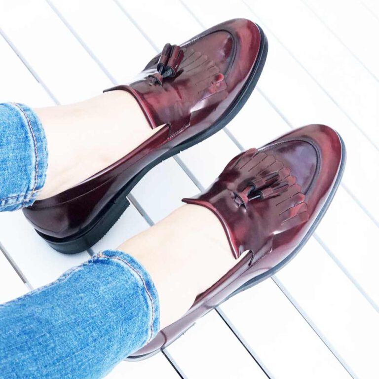 Burgundy Leather Tassel Loafers For Women Tammi 0190