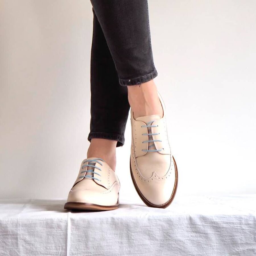 Handmade in Spain beige lace-up Oxford Style shoes for women Beatnik Ethel Beige