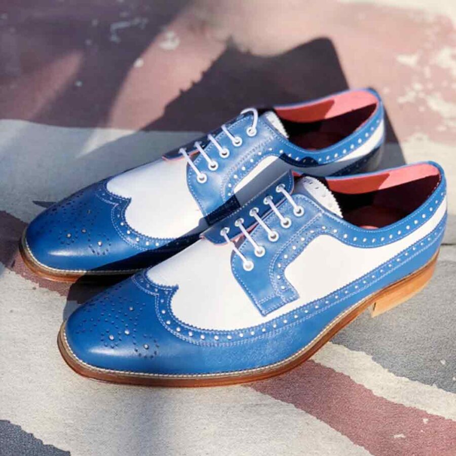 Two tone blue and white spectators for men Lucien Handmade in Spain by Beatnik Shoes