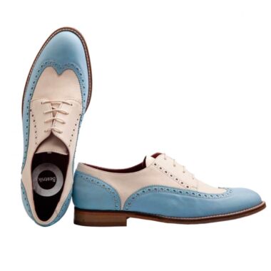 Oxford style two tone shoes for women handmade in Spain Beatnik Ethel Blue Cream