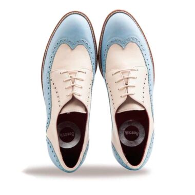 Oxford style two tone shoes for women handmade in Spain Beatnik Ethel Blue Cream