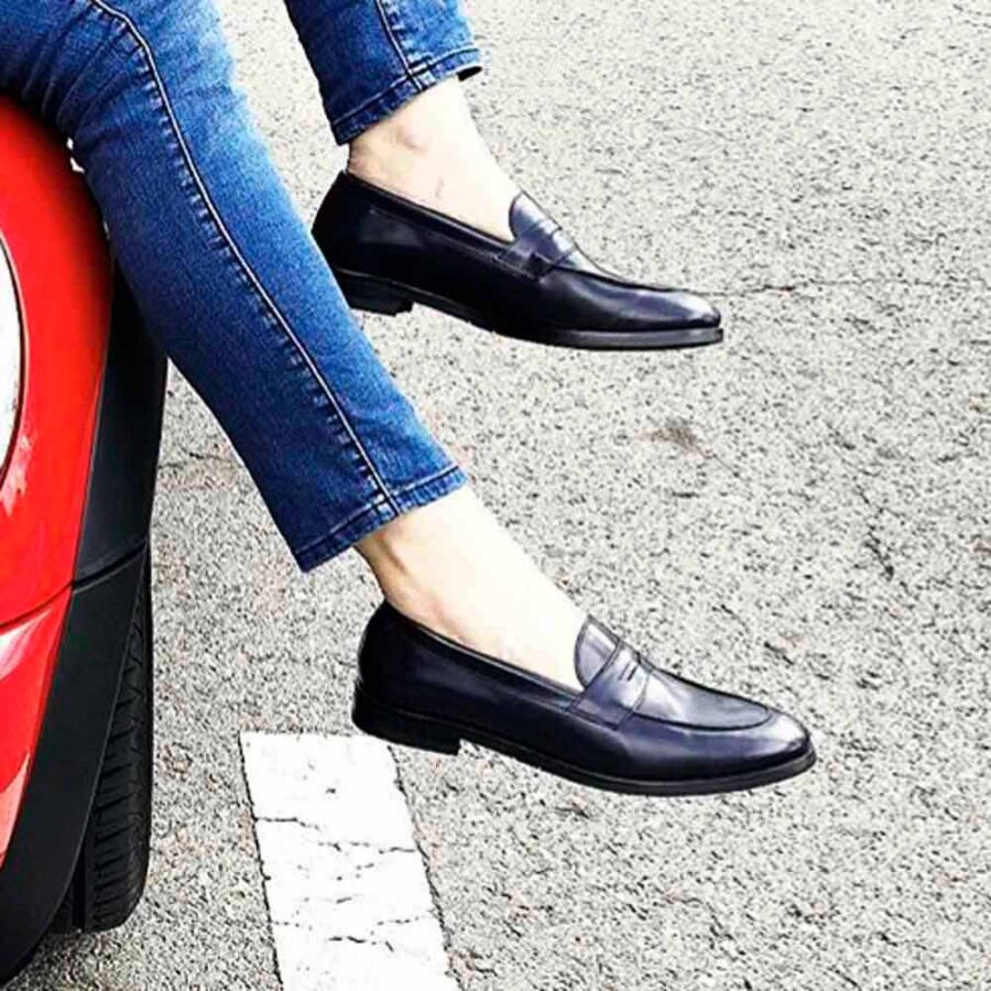 Penny Loafers in leather for woman Beatnik Irma All Black