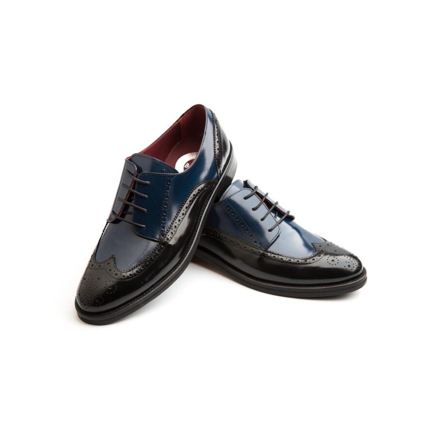 Two-tone Brogue lace-up shoes for women Beatnik Ethel Black & Blue