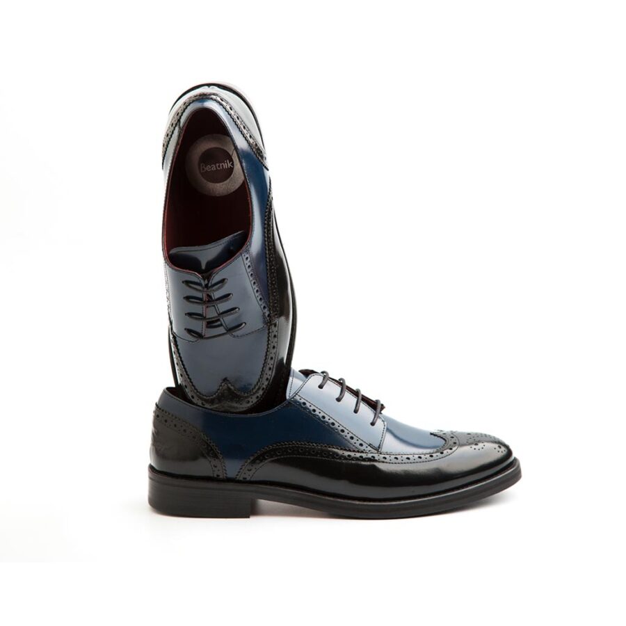 Two-tone Brogue lace-up shoes for women Beatnik Ethel Black & Blue