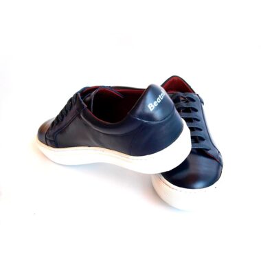 Blue and white leather sneakers for men and women Harper Blue White handmade in Spain by Beatnik Shoes