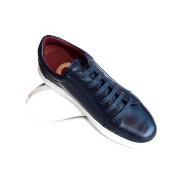 Blue and white leather sneakers for men and women Harper Blue White handmade in Spain by Beatnik Shoes