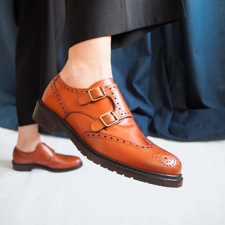 Brown Monk Shoes for Women Beatnik June Brown Brogue