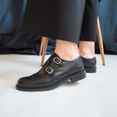 Women's Black Monkstrap Shoes Beatnik June Black Brogue