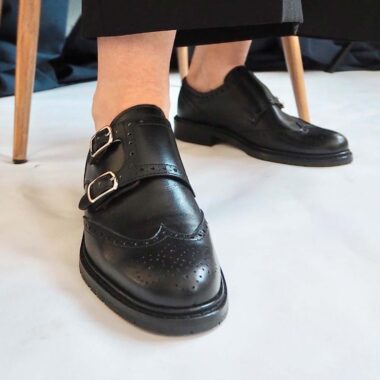 Women's Black Monkstrap Shoes Beatnik June Black Brogue