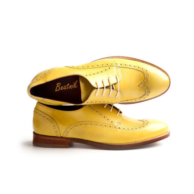 Lemon Yellow Oxford Style Shoes for women Ethel handmade in Spain by Beatnik Shoes