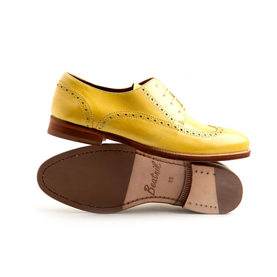 Lemon Yellow Oxford Style Shoes for women Ethel handmade in Spain by Beatnik Shoes