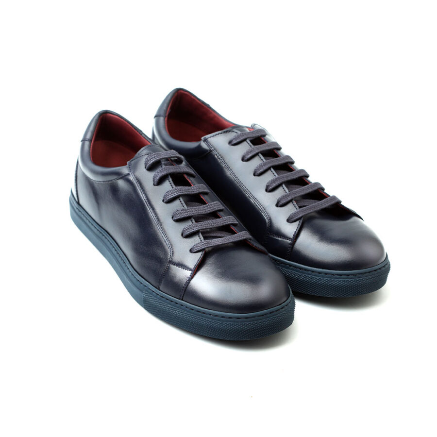 Beatnik Harper blue leather casual smart sneakers for men and women handmade in Spain by Beatnik Shoes