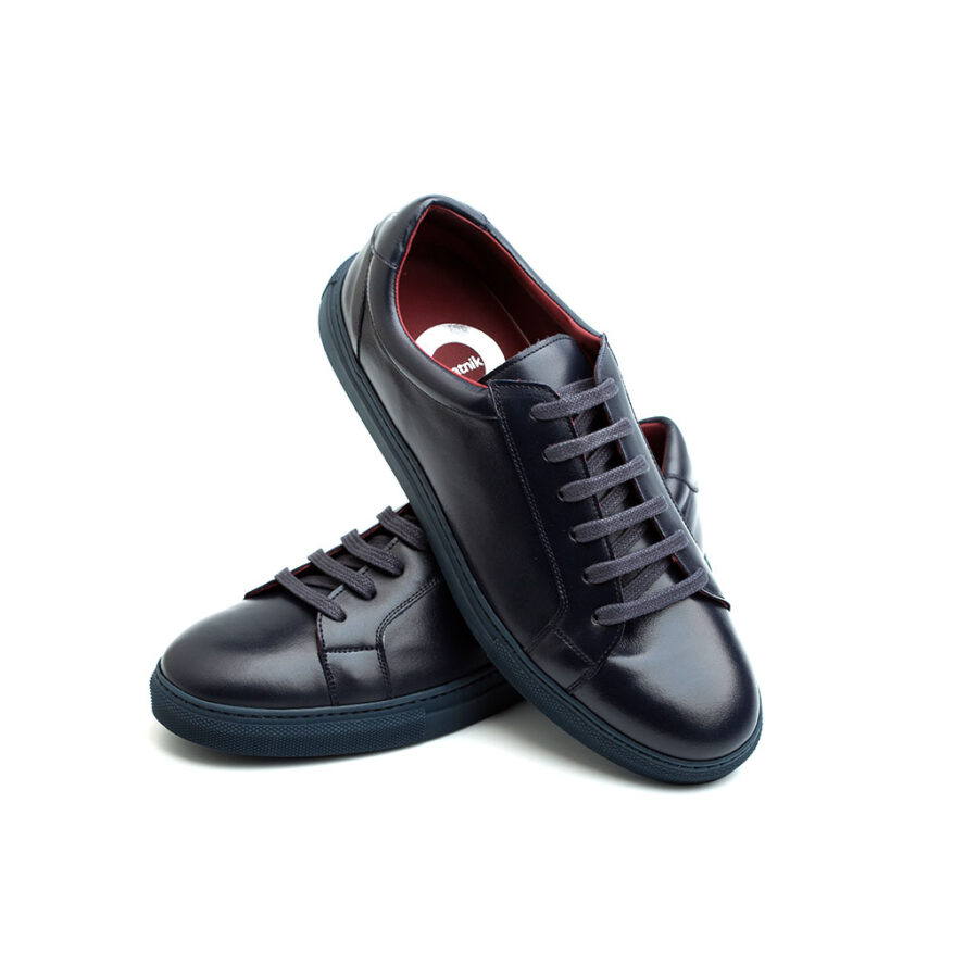 Beatnik Harper blue leather casual smart sneakers for men and women handmade in Spain by Beatnik Shoes