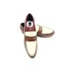 Penny loafers bicolores beige y marrón clásicos para mujer en piel hechos a mano en España por Beatnik Shoes Bessie Two Tone Brown